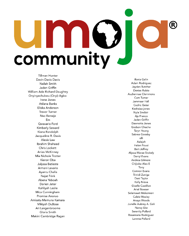 Umoja Community student coauthors of the Ubuntu Umoja poem